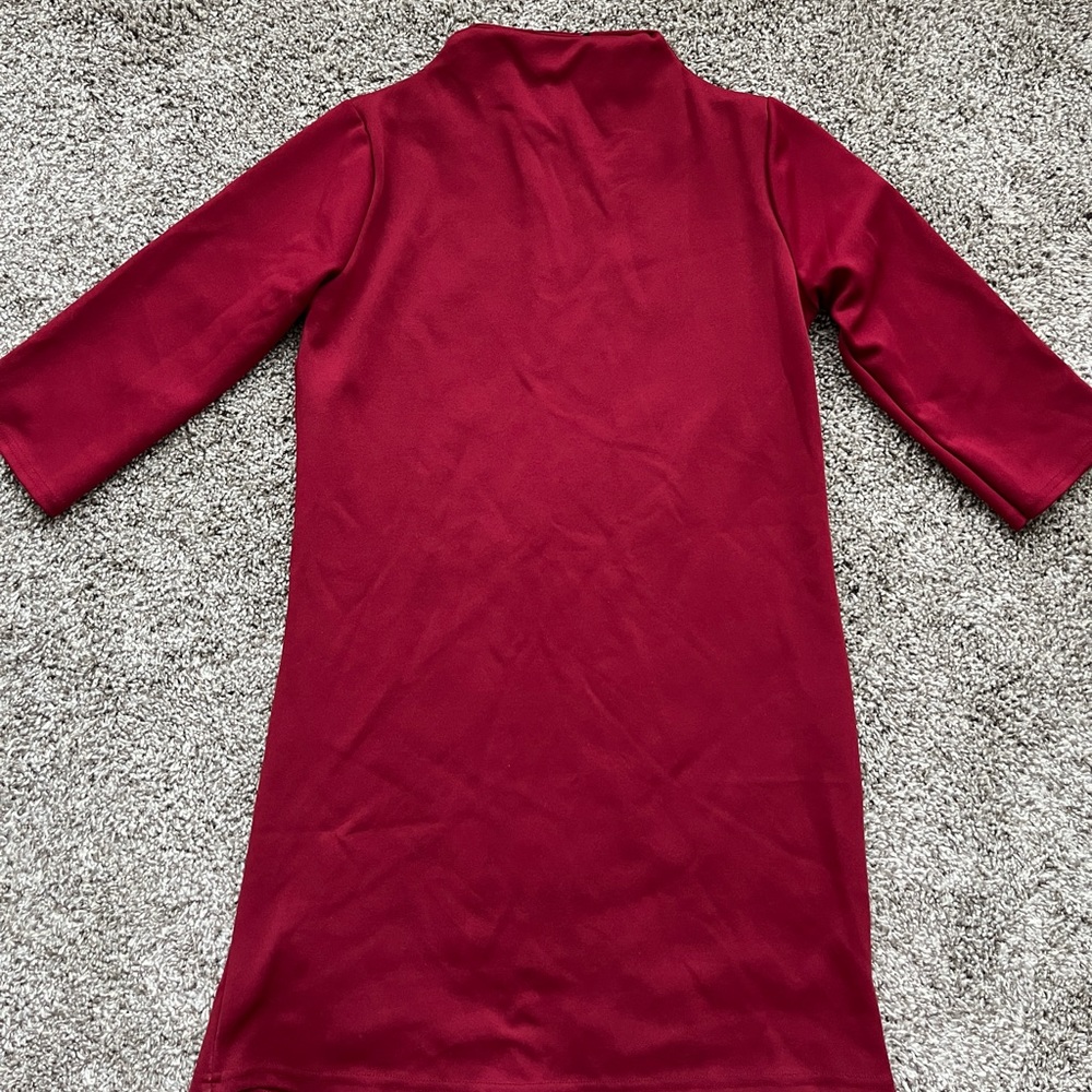 3/$12 Boohoo Maroon 3/4 Sleeve Mock Neck Dress